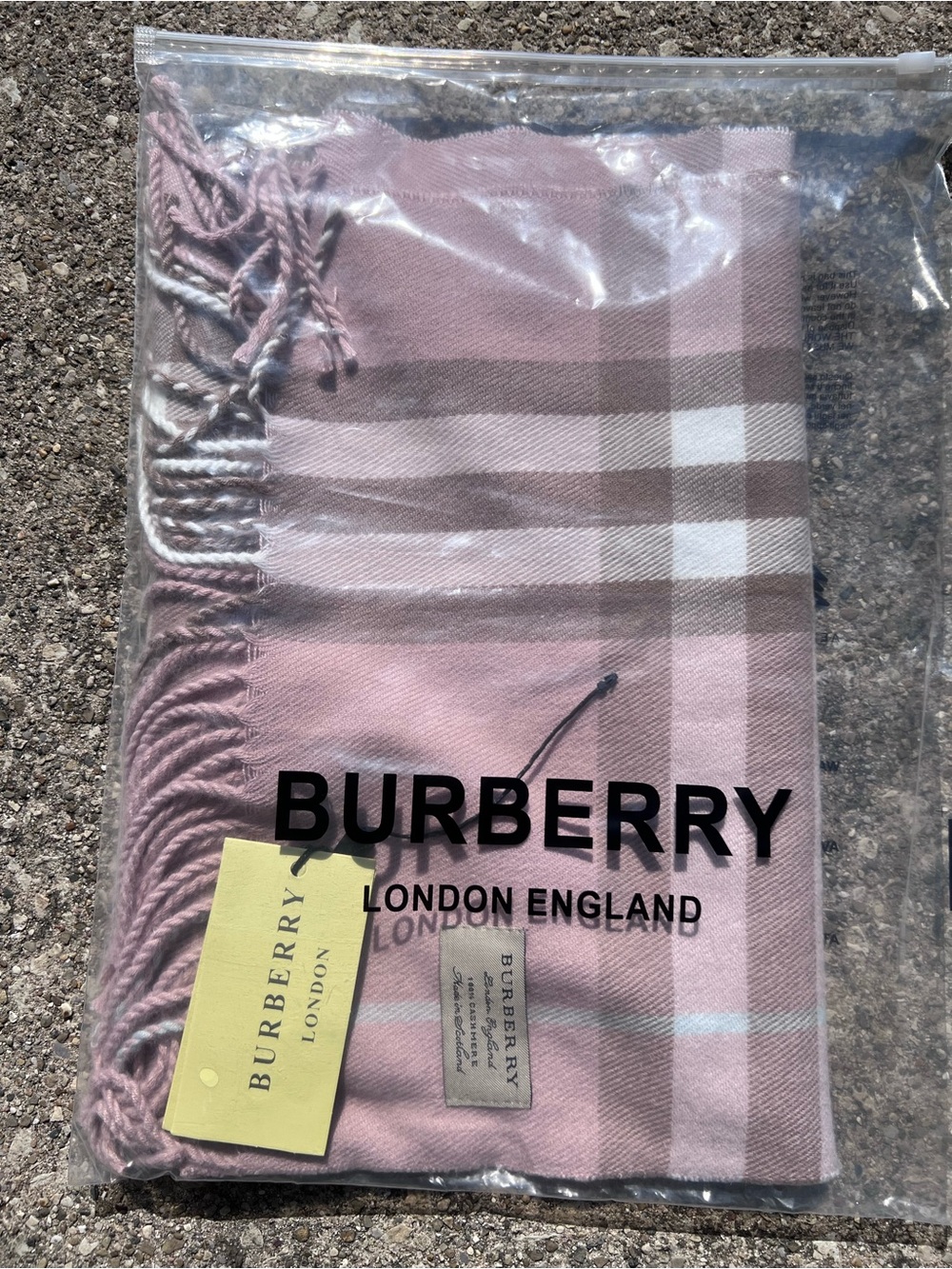 Burberry Pink Plaid Cashmere-Blend Scarf
